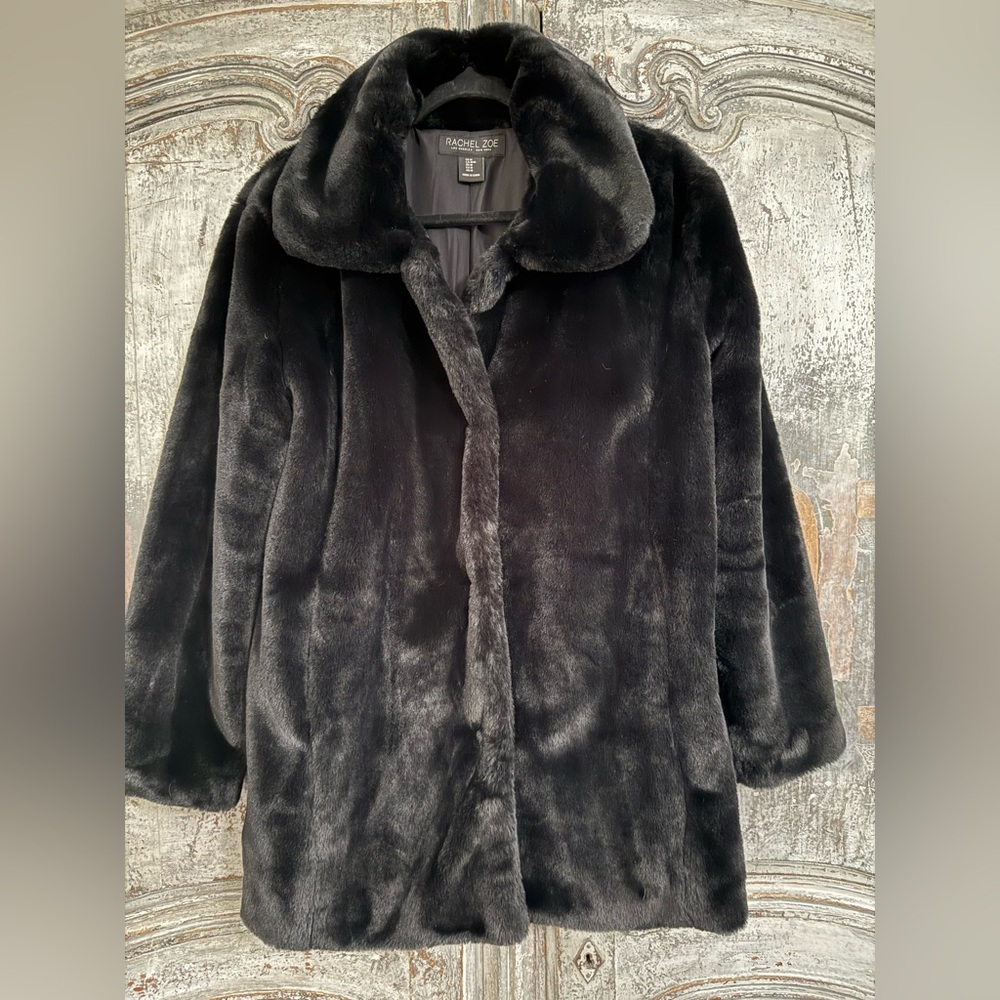 Rachel Zoe Plush Black Teddy Jacket